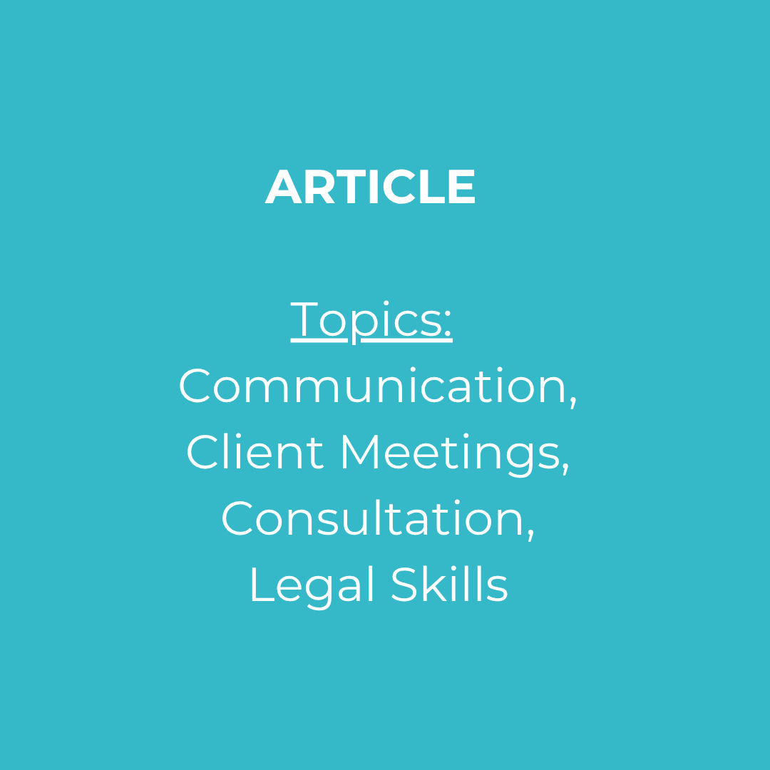 Capa do artigo sobre comunicação, reuniões com clientes e competências jurídicas.