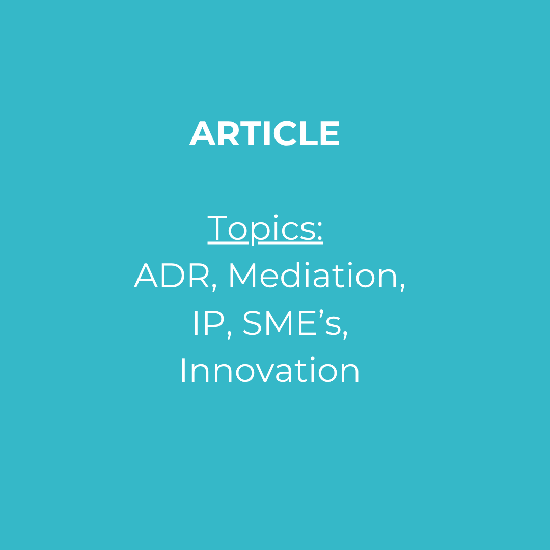 Capa do artigo sobre ADR, mediação, propriedade intelectual e inovação.